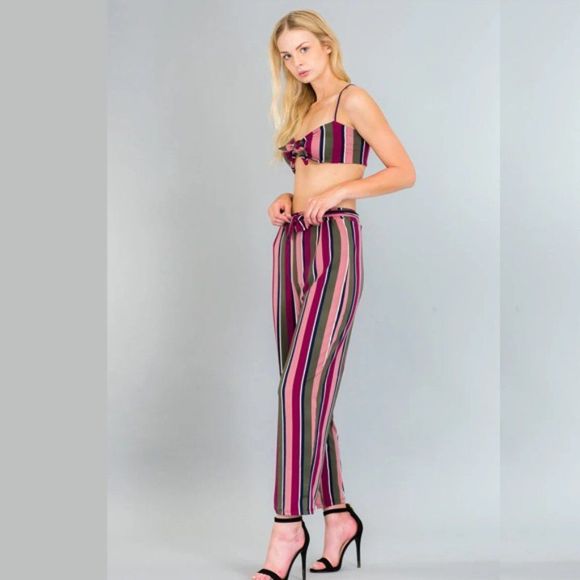 Vertical Stripe 2 Piece Set - Tropical Set - Vacation Set - Vacation Apparel - Picture 3 of 3